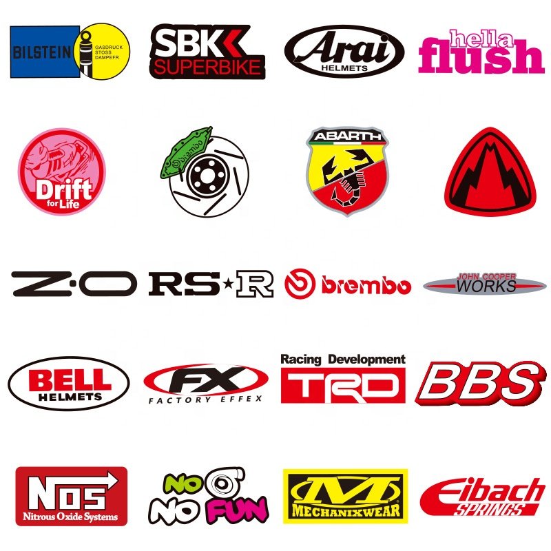 100Pcs JDM Racing Motorcycles Car Modification Trend Brand Logo Sticker For Helmet Decoration Laptop Vinyl Stickers Vinyl