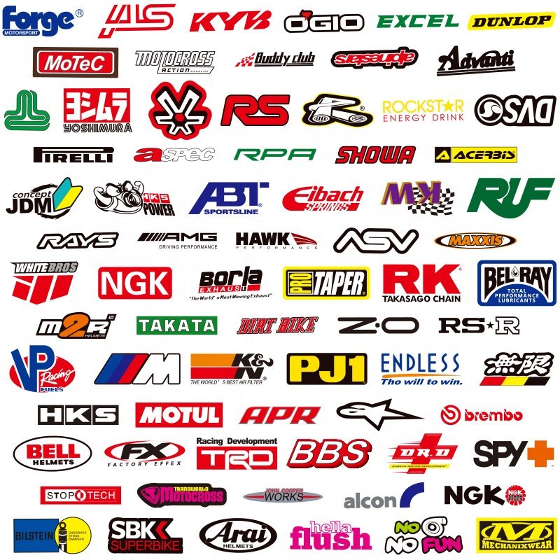 100Pcs JDM Racing Motorcycles Car Modification Trend Brand Logo Sticker For Helmet Decoration Laptop Vinyl Stickers Vinyl