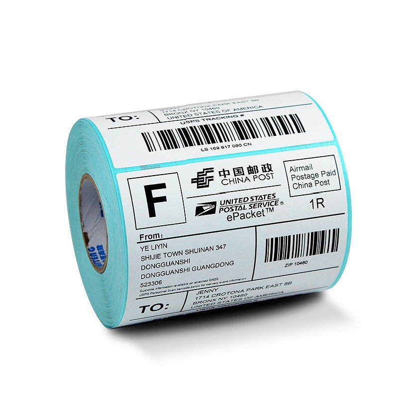 Logistics White Accepted Self-Adhesive Roll Thermal Paper Custom Logo Stickers Packaging Labels