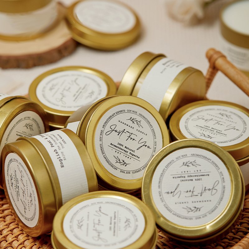 Customized design High quality production Vinyl waterproof tear unbreakable candle jar label Packaging box sticker