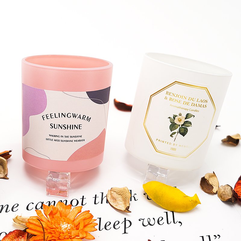 Customized design High quality production Vinyl waterproof tear unbreakable candle jar label Packaging box sticker