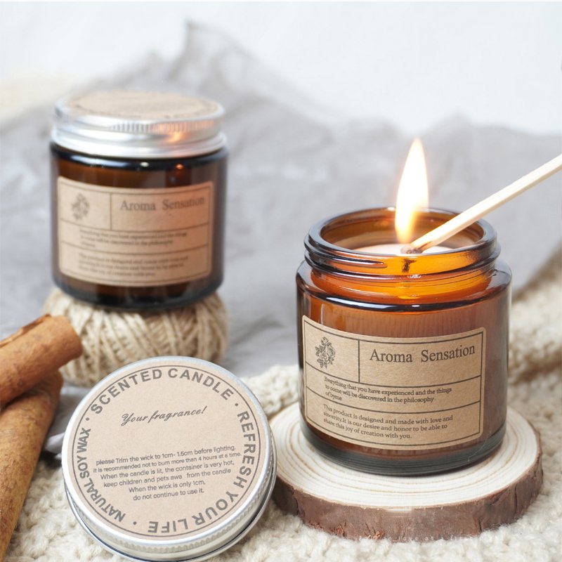 Customized design High quality production Vinyl waterproof tear unbreakable candle jar label Packaging box sticker