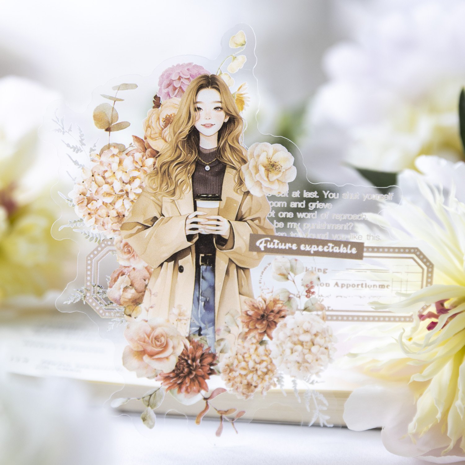 10 pieces/pack of PET stickers and a bouquet of romantic series character collage materials for 6 items