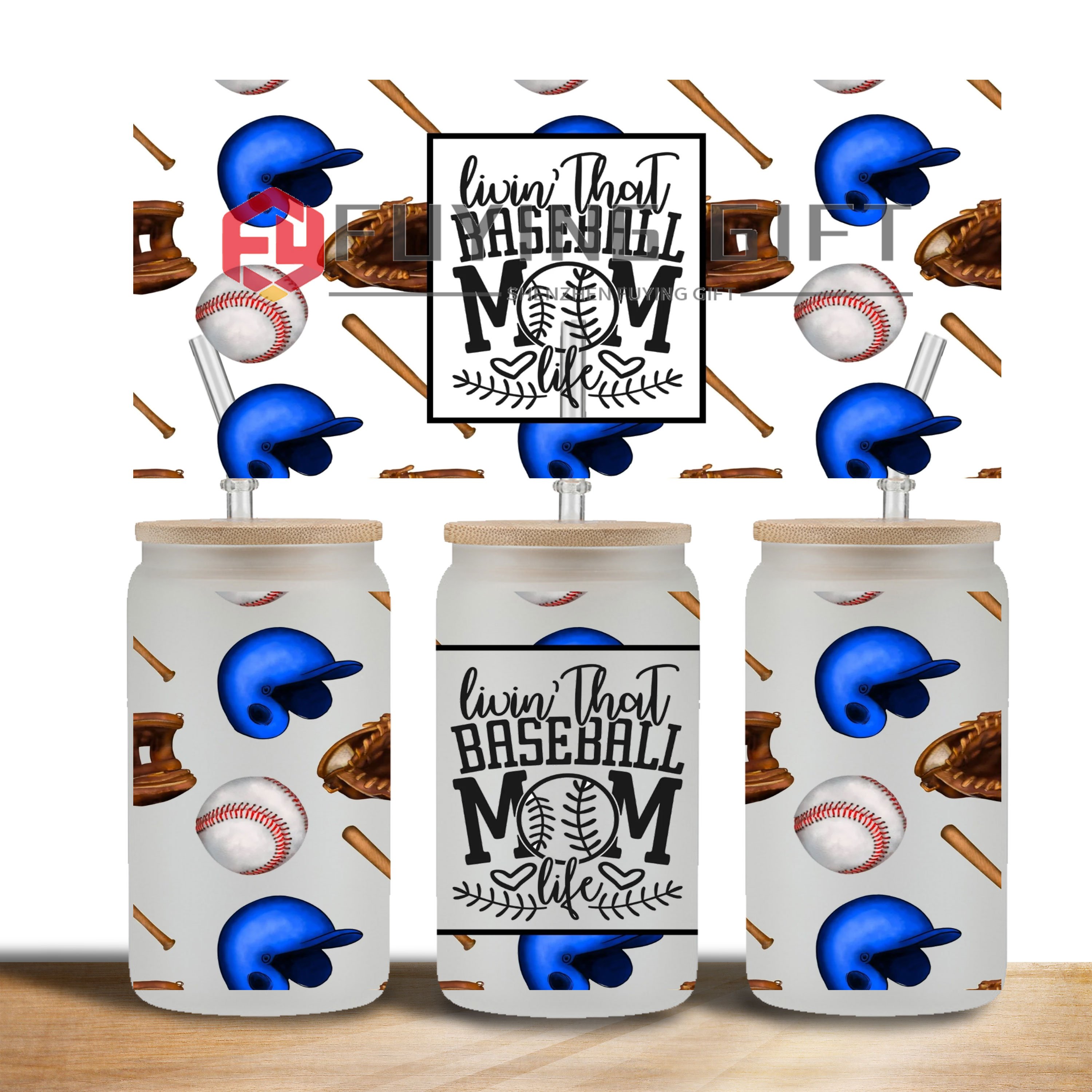 Wholesale football softball uvdtf decals for 16 oz cups uv dtf cup wrap transfers high quality stickers custom labels