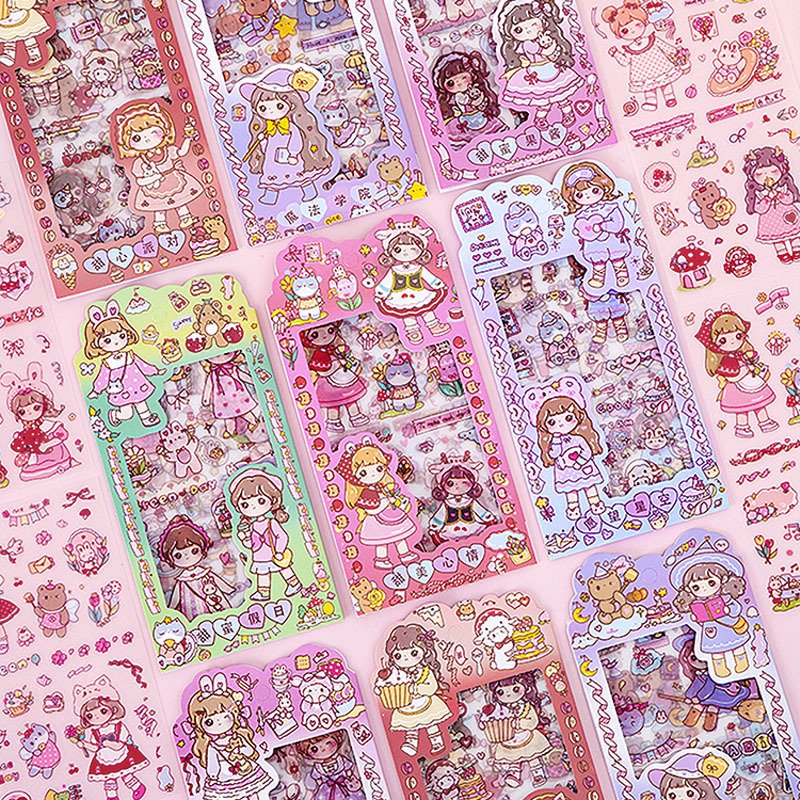 School stationery set kids girls DIY repeated cute kawaii sticker sheets