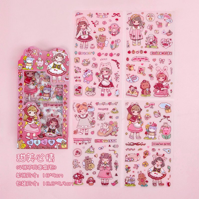 School stationery set kids girls DIY repeated cute kawaii sticker sheets