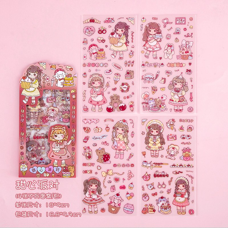 School stationery set kids girls DIY repeated cute kawaii sticker sheets