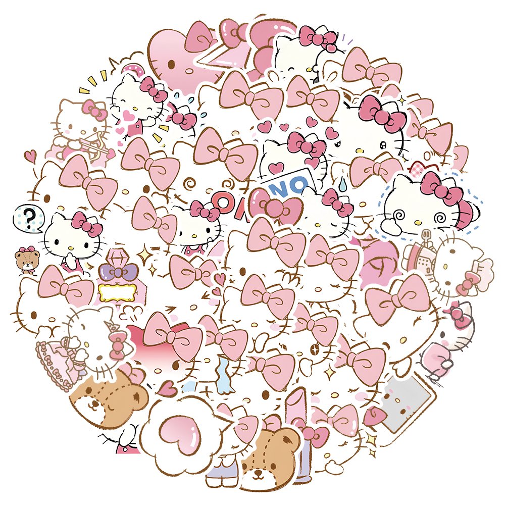 50pcs Cute Cartoon Kitten Graffiti Stickers Diy Scrapbook Diary Laptop Skateboard Waterproof Decorative Toy Gift Sticker