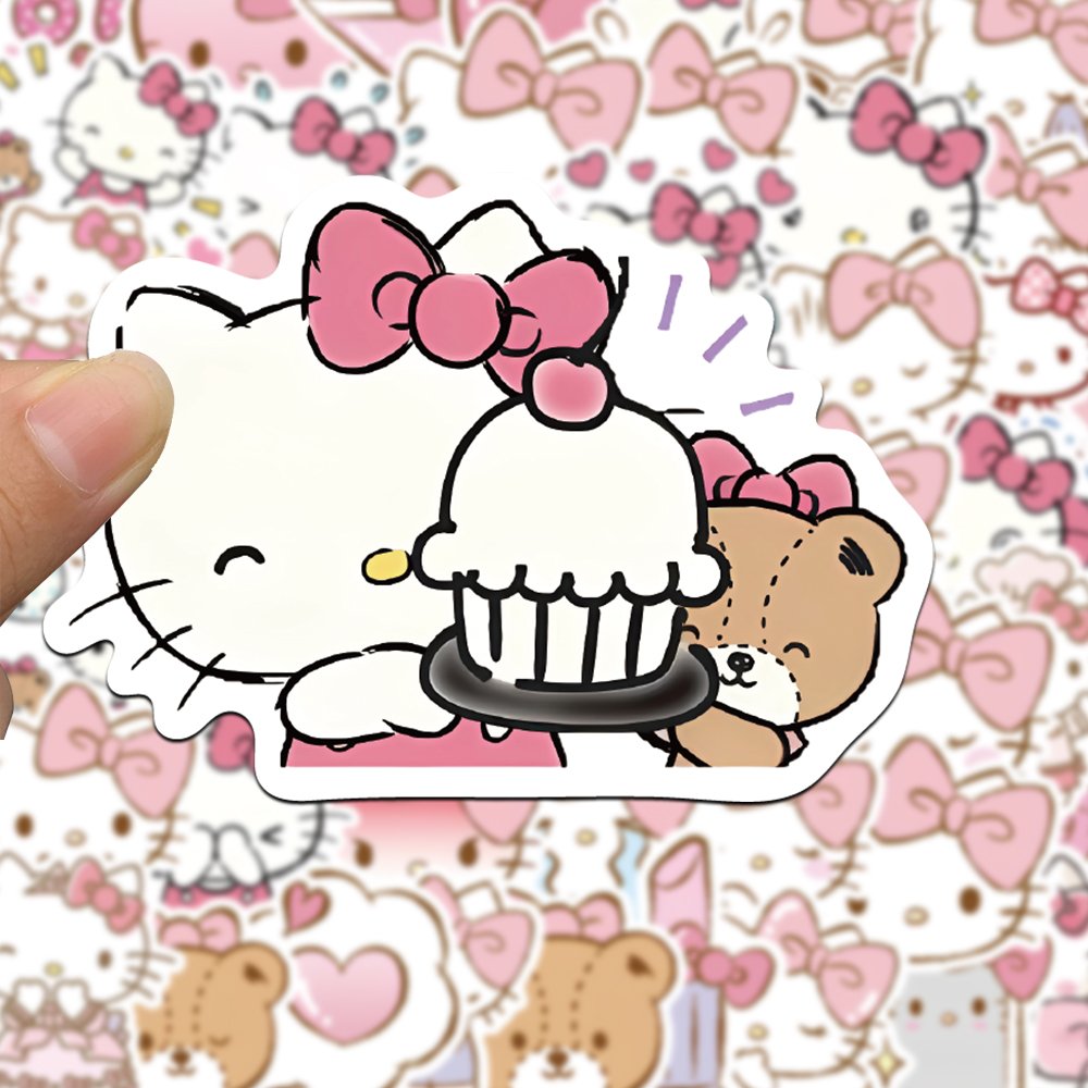 50pcs Cute Cartoon Kitten Graffiti Stickers Diy Scrapbook Diary Laptop Skateboard Waterproof Decorative Toy Gift Sticker