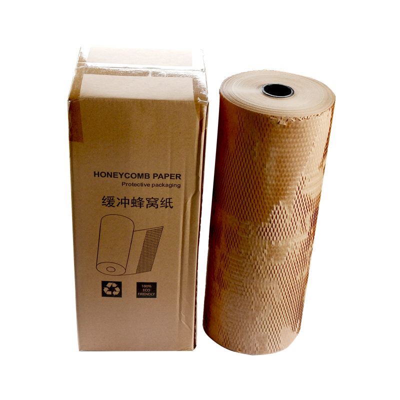 Honeycomb Packing Paper Wrap Recycled Cushioning Wrapping Paper Roll with 20 Fragile Sticker Labels