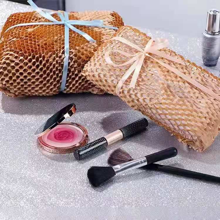 Honeycomb Packing Paper Wrap Recycled Cushioning Wrapping Paper Roll with 20 Fragile Sticker Labels