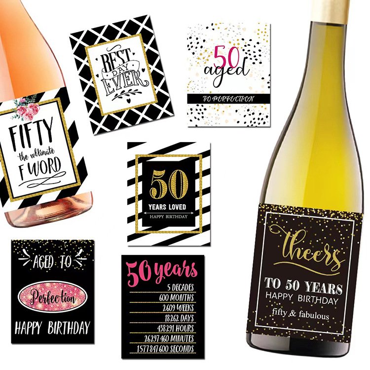Wine Sticker Label for Bottle Free Design Self-adhesive Printed Unique Party Celebration Happy Birthday Waterproof Cosmetic Cmd