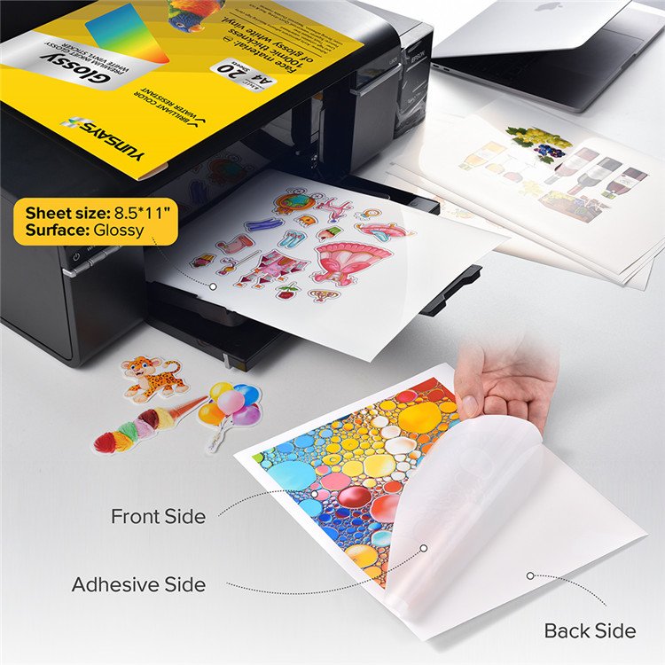 inkjet printing sticker factory stock waterproof memjet sheet glossy vinyl photo sticker paper a4 for inkjet printer