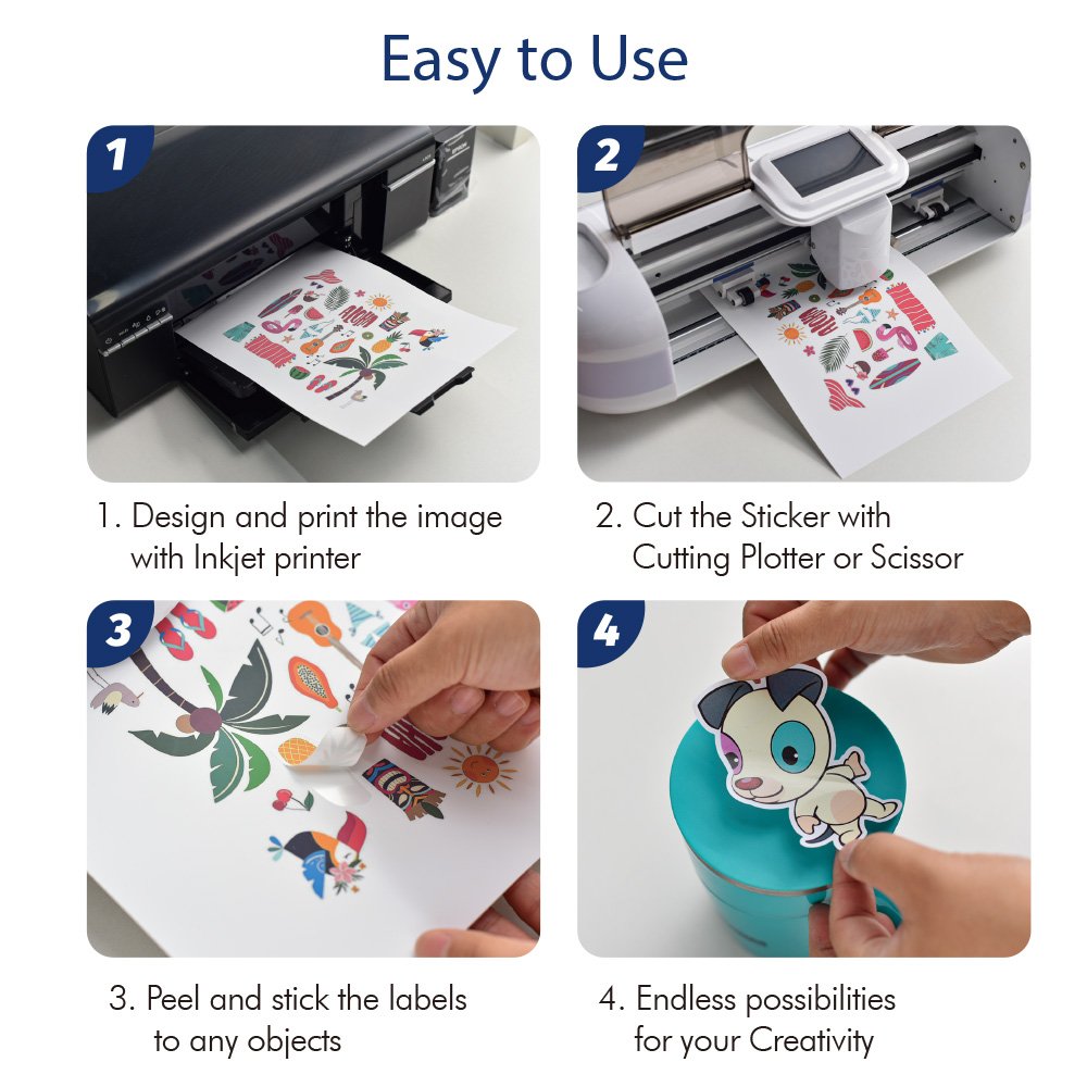 inkjet printing sticker factory stock waterproof memjet sheet glossy vinyl photo sticker paper a4 for inkjet printer