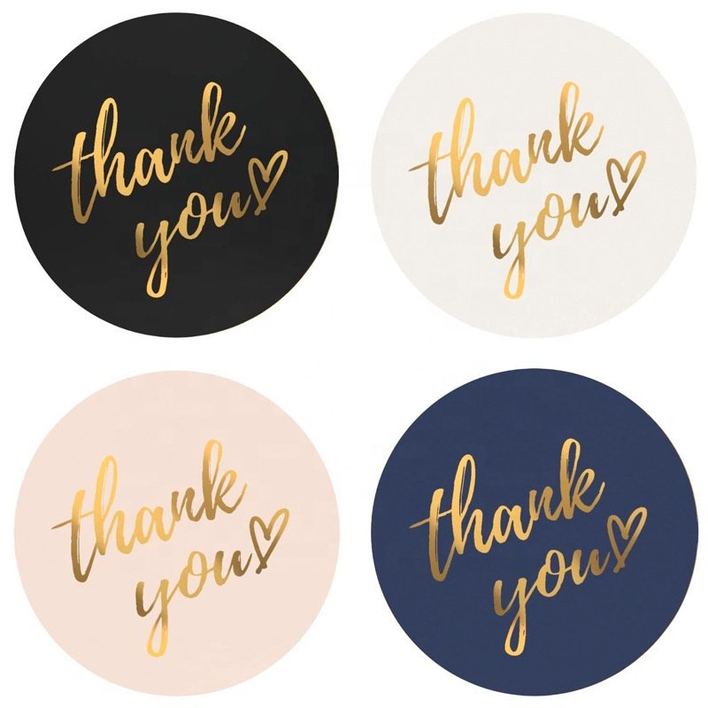 Foil Text Thank You Stickers and Cards Gold for Small Business Paper Custom Heat Sensitive Adhesive Sticker Gift & Craft Accept