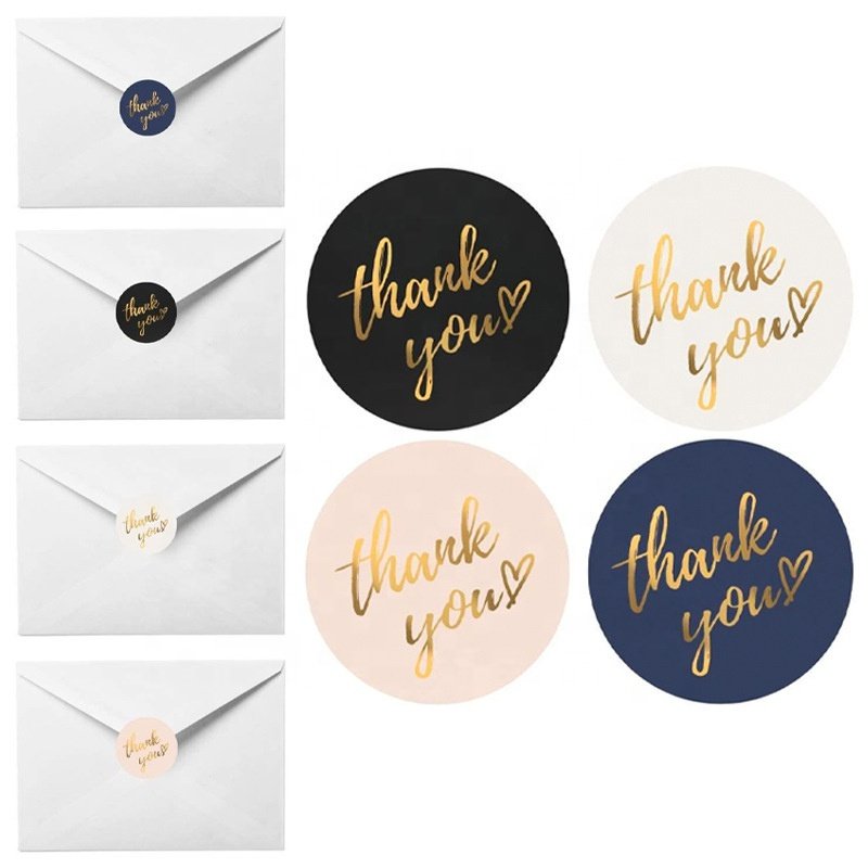 Foil Text Thank You Stickers and Cards Gold for Small Business Paper Custom Heat Sensitive Adhesive Sticker Gift & Craft Accept