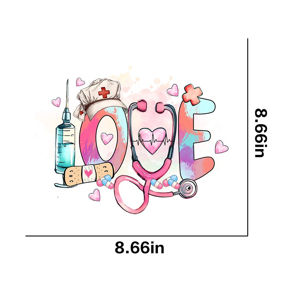 Thermal Film DTF Transfers Nurse Sticker Heat Transfer Vinyl Design Cartoon Black Women Patch Iron On Stickers Print On T-shirt
