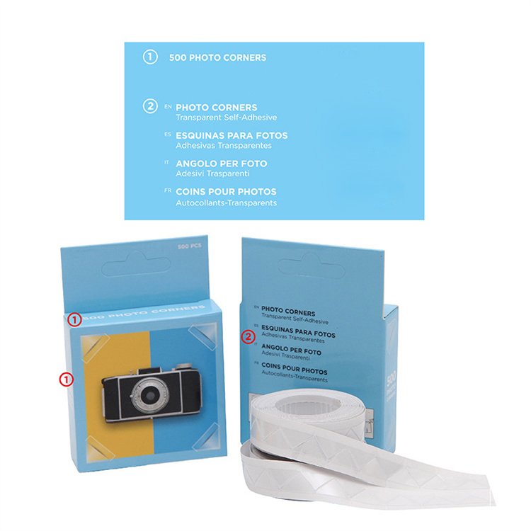 500pcs/roll Transparent Self-Adhesive Photo Corners Box Photo Album Accessories Picture Mounting DIY PVC Corner Sticker