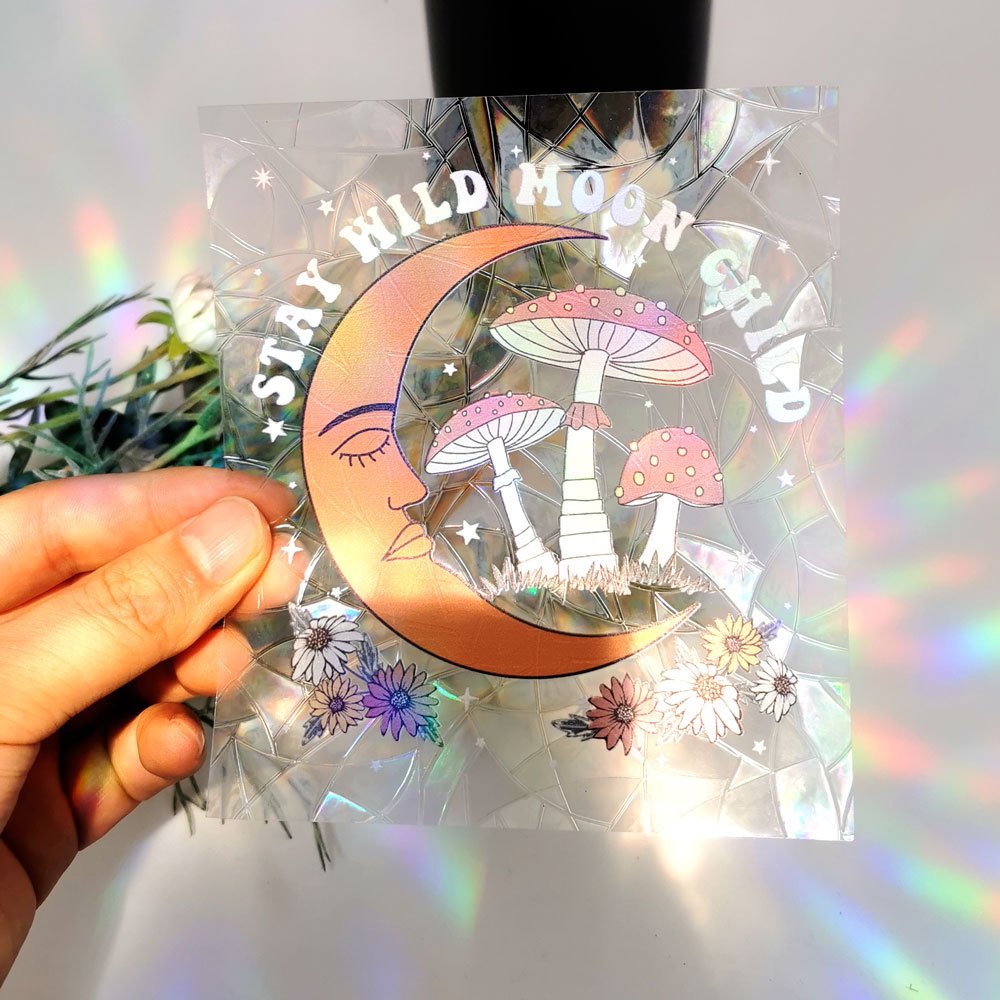 3D rainbow prism sun catcher window static clings rainbow maker custom printing suncatcher stickers