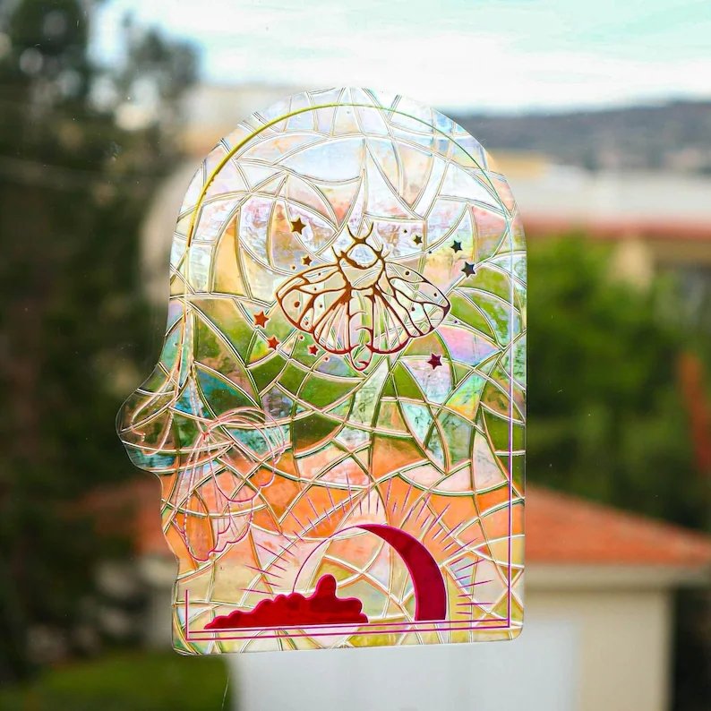 3D rainbow prism sun catcher window static clings rainbow maker custom printing suncatcher stickers