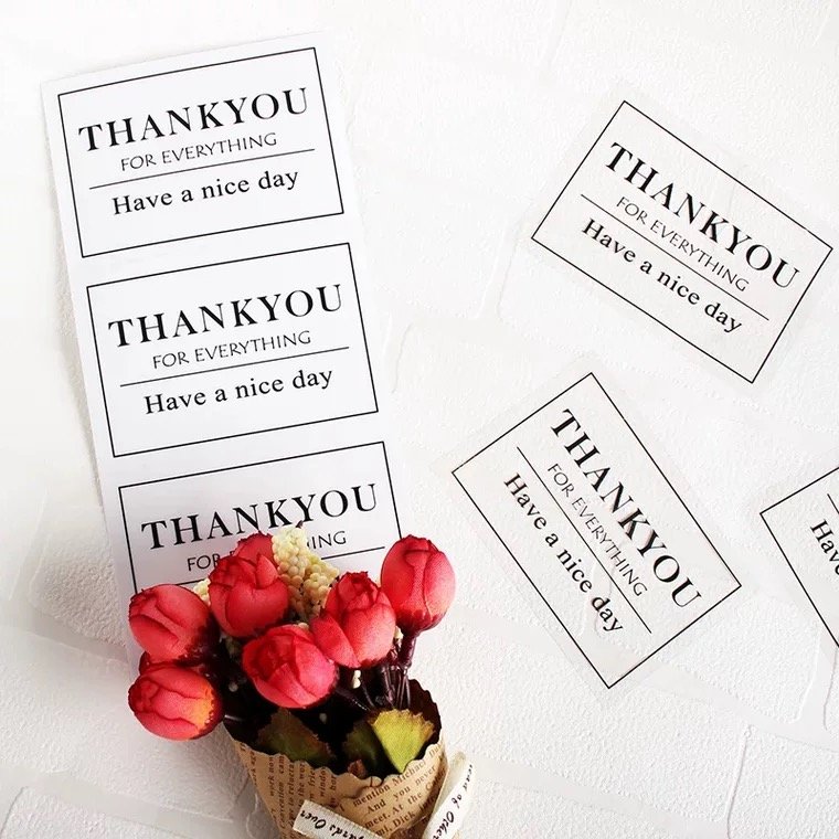 custom New Style Thank You Stickers Thank You Cards Thank You Sticker Self-adhesive Paper Sticker