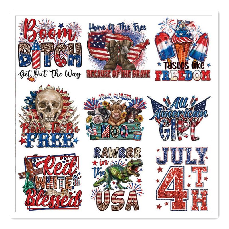 USA independence day Heat Transfers Iron on Stickers for Clothes Coats JeansT-Shirt Sweatshirt Dresses DIY Art Decorations