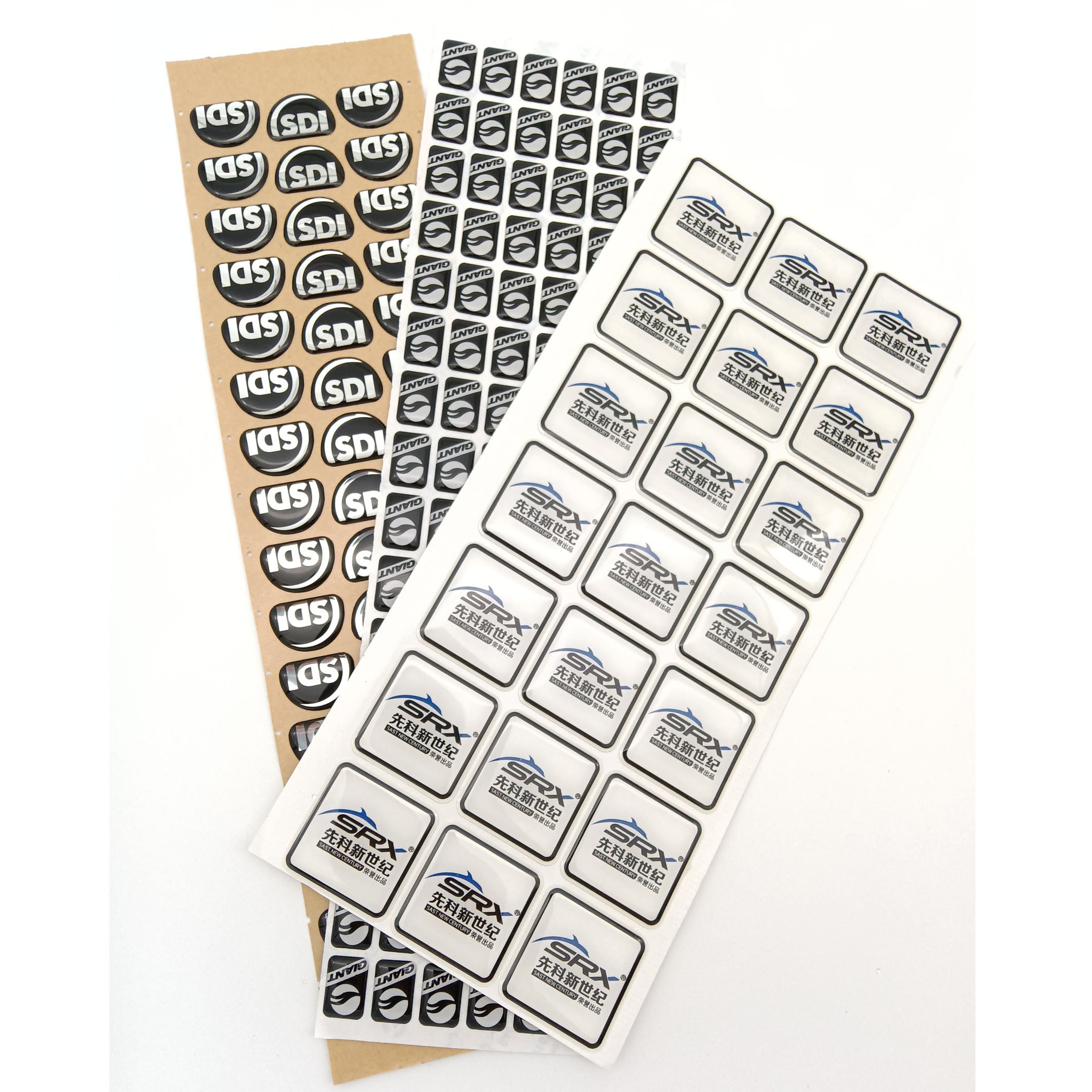 Custom size polyurethane resin coated clear 3D epoxy domed vinyl sticker labels