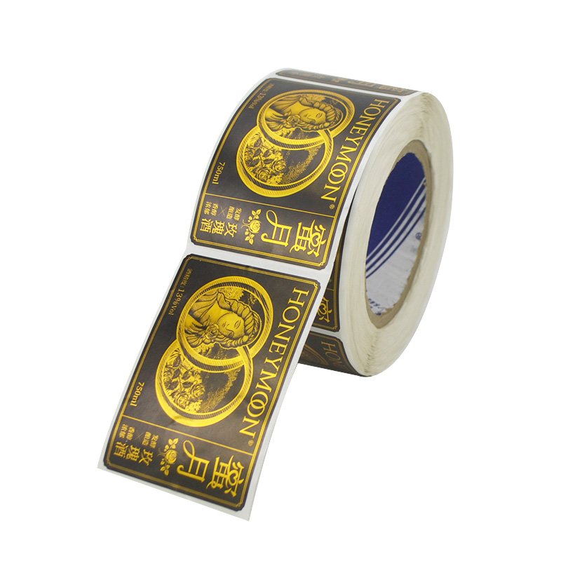 Custom wine bottle logo stickers beer waterproof hot stamping gold foil white wine sticker custom private label wine