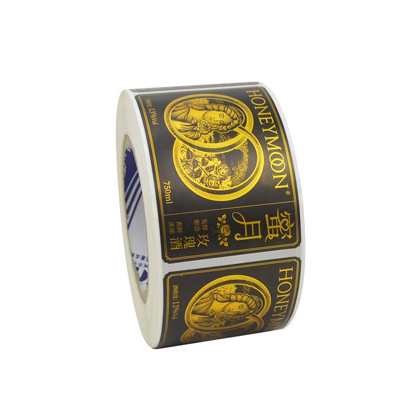 Custom wine bottle logo stickers beer waterproof hot stamping gold foil white wine sticker custom private label wine