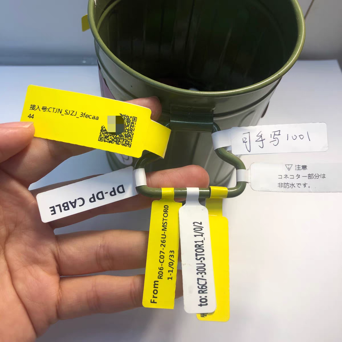 55x28mm 2mil Yellow Matte Water Resistant wire tag wire sticker wrap cable label