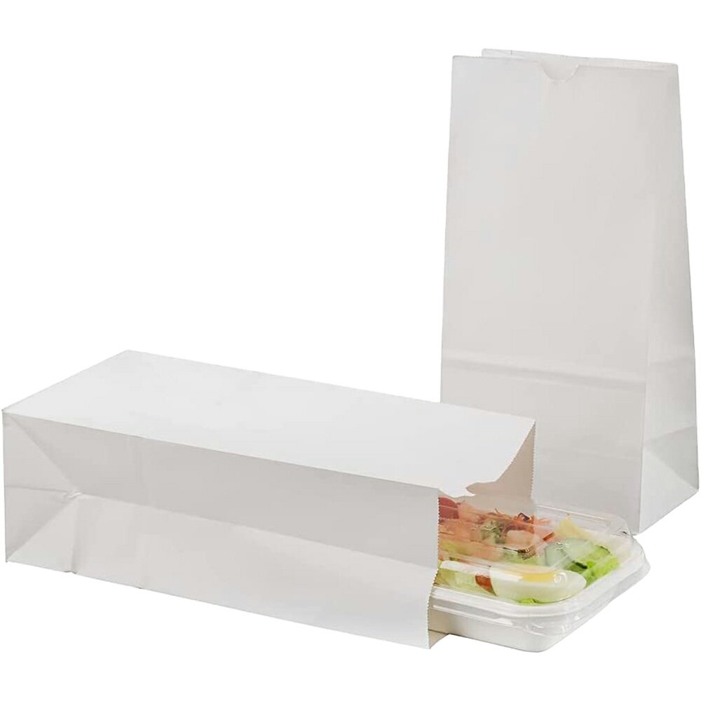 Biodegradable white paper bag Retail Candies paper bag with no handle SOS flat bottom to take away bags