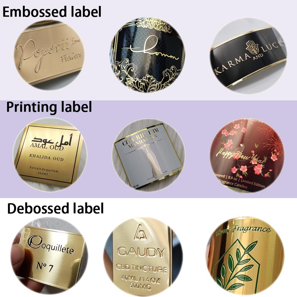 custom labels for packaging luxury candles private label design 3d relief embossed metal label logo sticker 3d thick