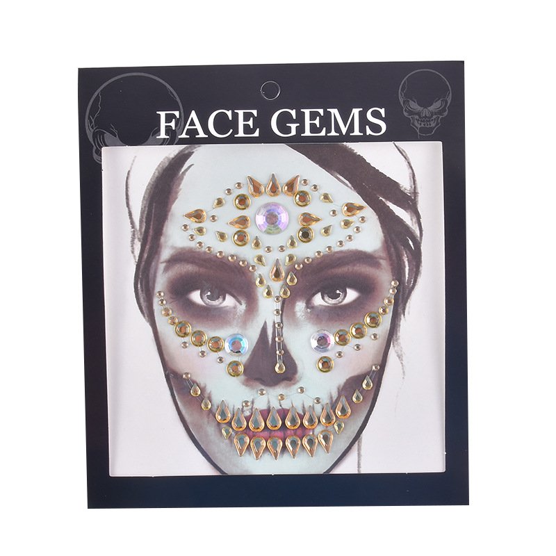 Custom Halloween Face Gem Festival Stickers Crystal Eye Decorative Face Jewel Gem Sticker