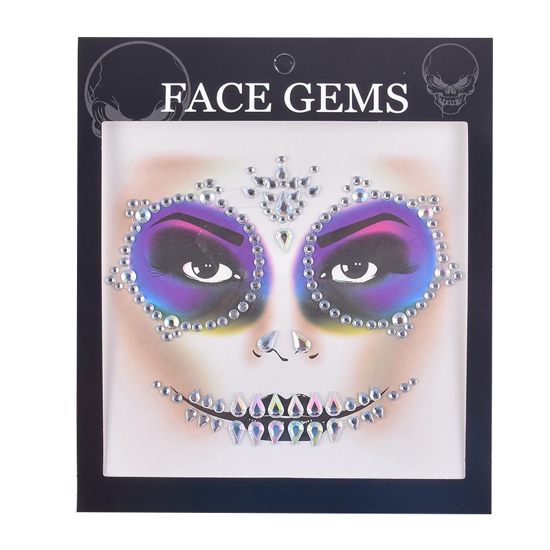 Custom Halloween Face Gem Festival Stickers Crystal Eye Decorative Face Jewel Gem Sticker