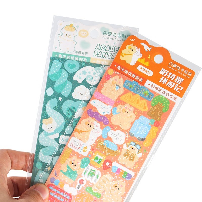 Custom printed flash kiss cut stickers sheet self-adhesive vinyl waterproof stickers die cut