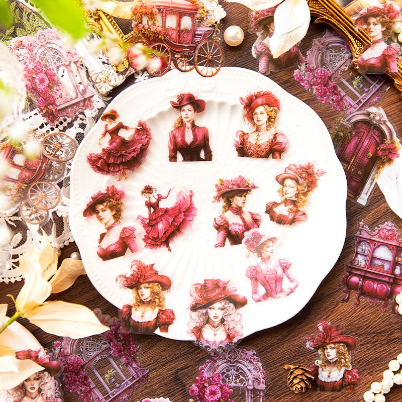 30 sheets/pack PET sticker pack Old Castle Princess Series Retro Characters Handbook Decoration Material