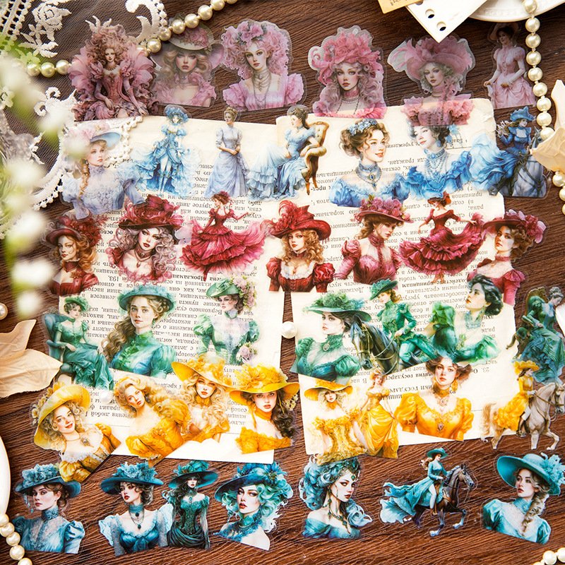 30 sheets/pack PET sticker pack Old Castle Princess Series Retro Characters Handbook Decoration Material