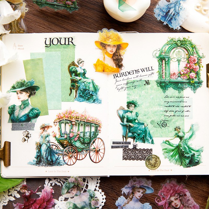 30 sheets/pack PET sticker pack Old Castle Princess Series Retro Characters Handbook Decoration Material
