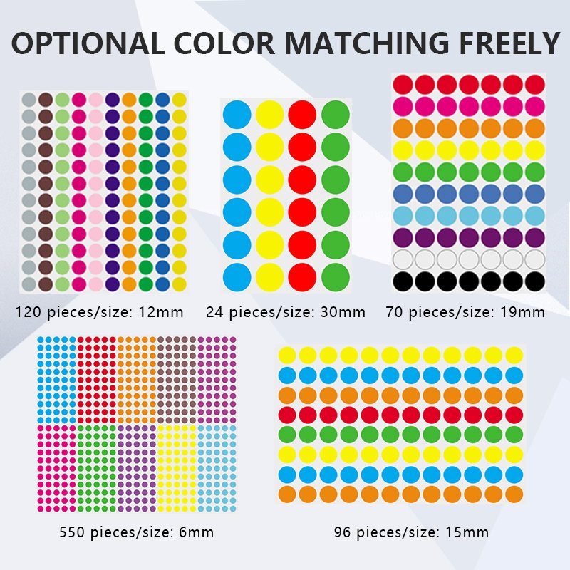Dot Sticker 2024 Factory A4 A5 Colored Round Circle Self-adhesive Classification Mark Sticker Round Blank Sticker Dot Label