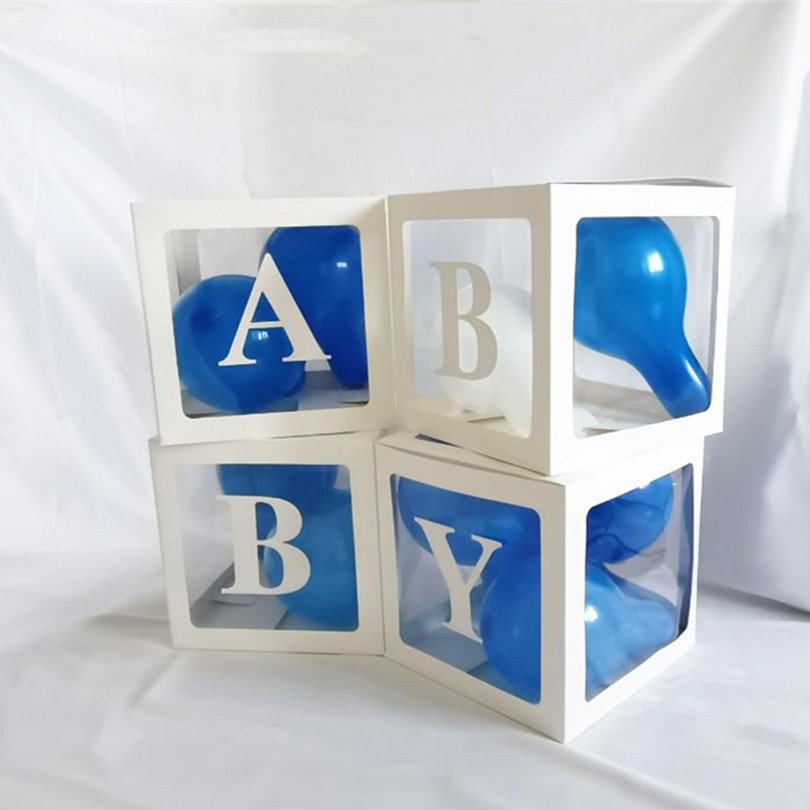 clear balloon packaging gift paper boxes custom logo paper box packing for birthday party display box with letter sticker