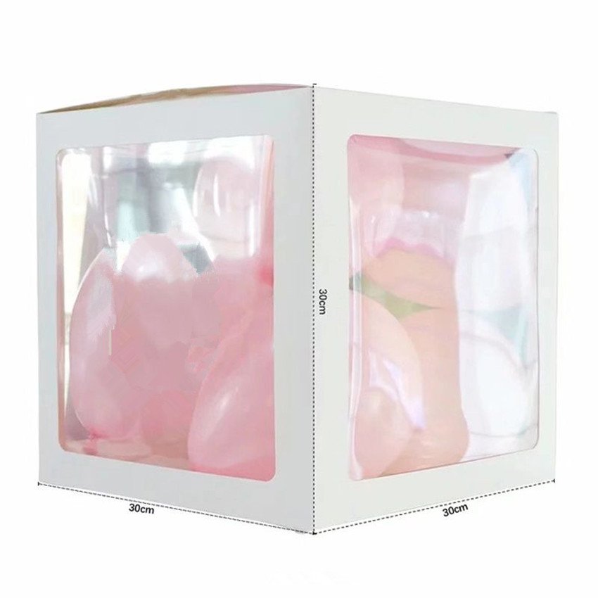 clear balloon packaging gift paper boxes custom logo paper box packing for birthday party display box with letter sticker