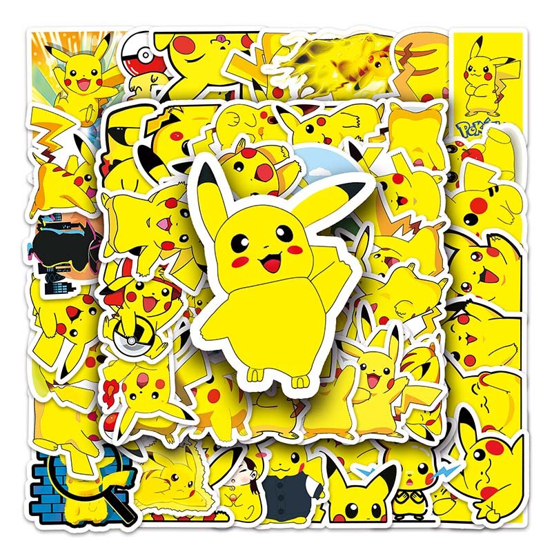 54 PCS Popular hot sale Pikachu cartoon stickers Mobile phone guitar helmet suitcase waterproof vinyl stickers
