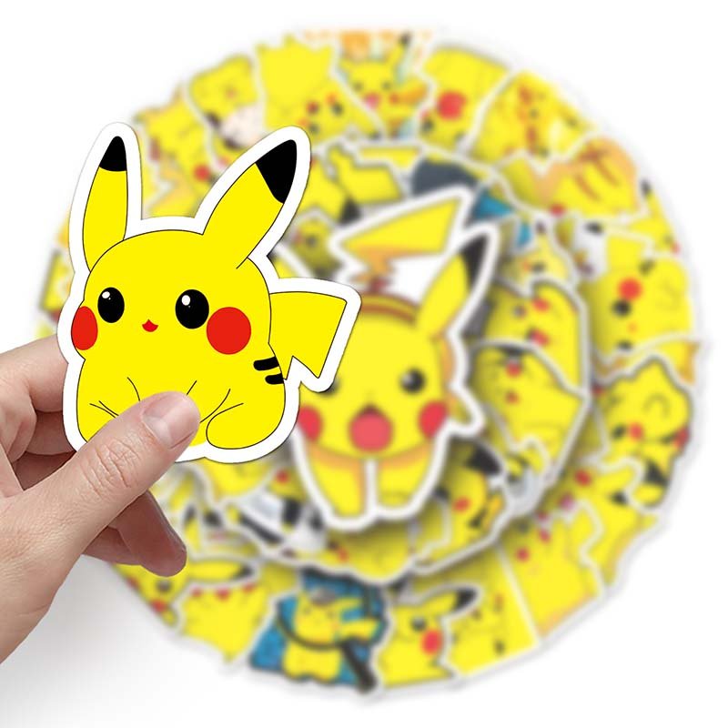 54 PCS Popular hot sale Pikachu cartoon stickers Mobile phone guitar helmet suitcase waterproof vinyl stickers