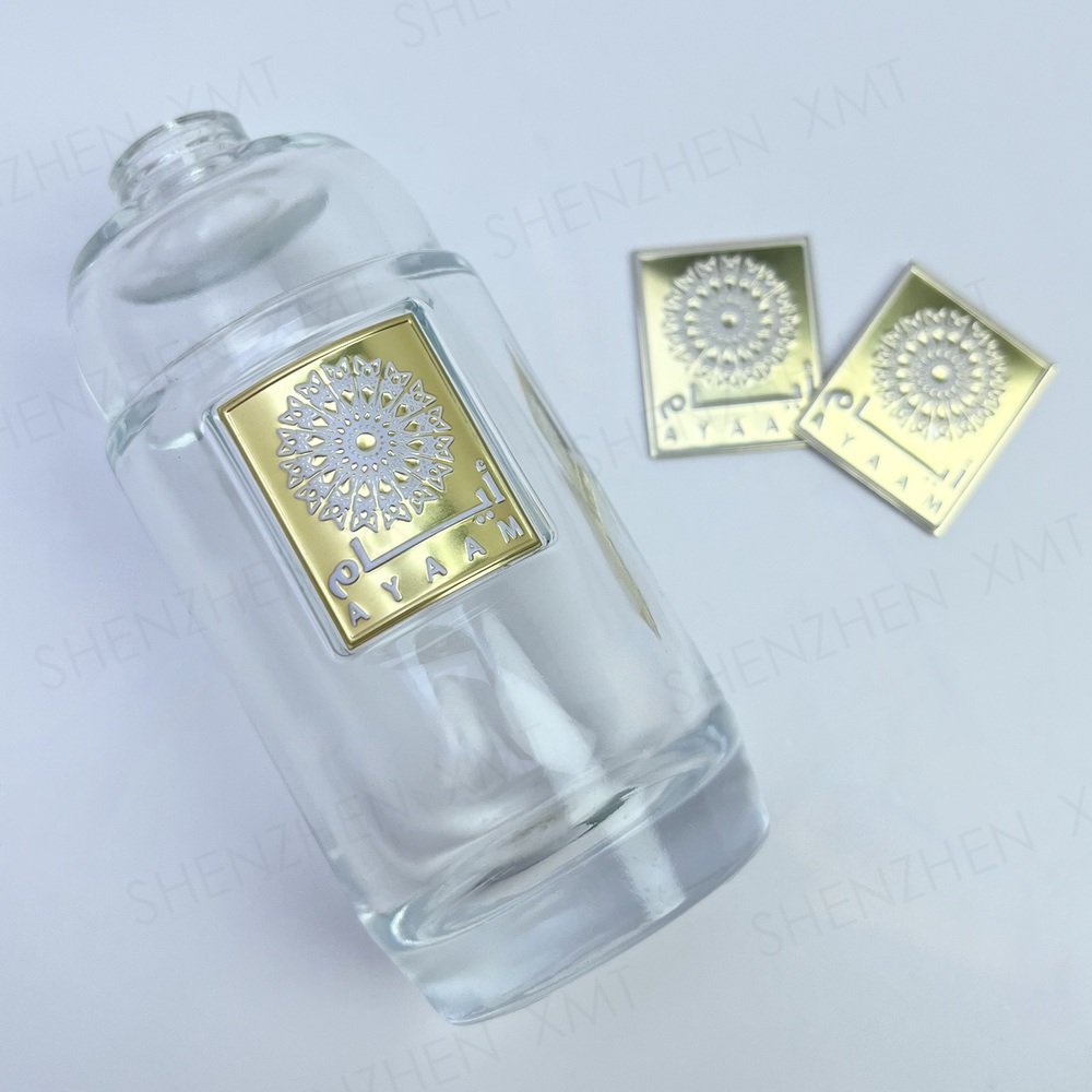 Aluminum Sticker Perfume Bottle Label Fashion Customized Metal Car Name Plate Matt Gunmetal 2024 Hot design