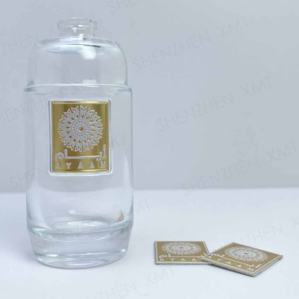 Aluminum Sticker Perfume Bottle Label Fashion Customized Metal Car Name Plate Matt Gunmetal 2024 Hot design