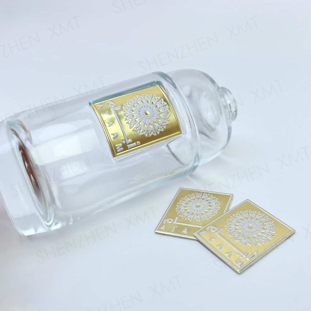 Aluminum Sticker Perfume Bottle Label Fashion Customized Metal Car Name Plate Matt Gunmetal 2024 Hot design