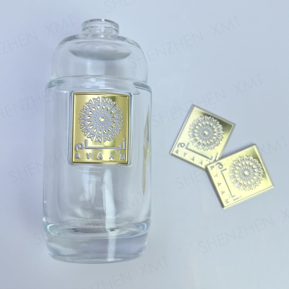 Aluminum Sticker Perfume Bottle Label Fashion Customized Metal Car Name Plate Matt Gunmetal 2024 Hot design