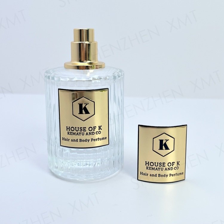 Aluminum Sticker Perfume Bottle Label Fashion Customized Metal Car Name Plate Matt Gunmetal 2024 Hot design