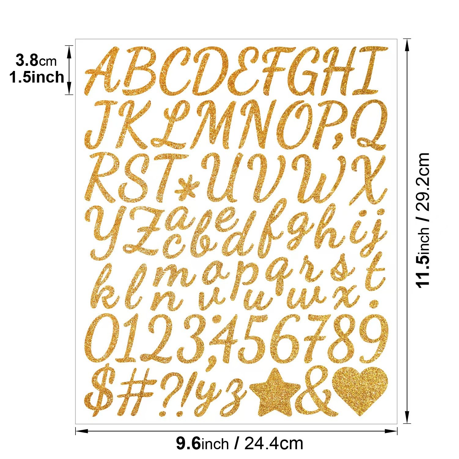 Self-Adhesive Vinyl Glitter Letters and Alphabet Number Stickers Mailbox Labels Decals for Sign and Notebook Sheets Packing