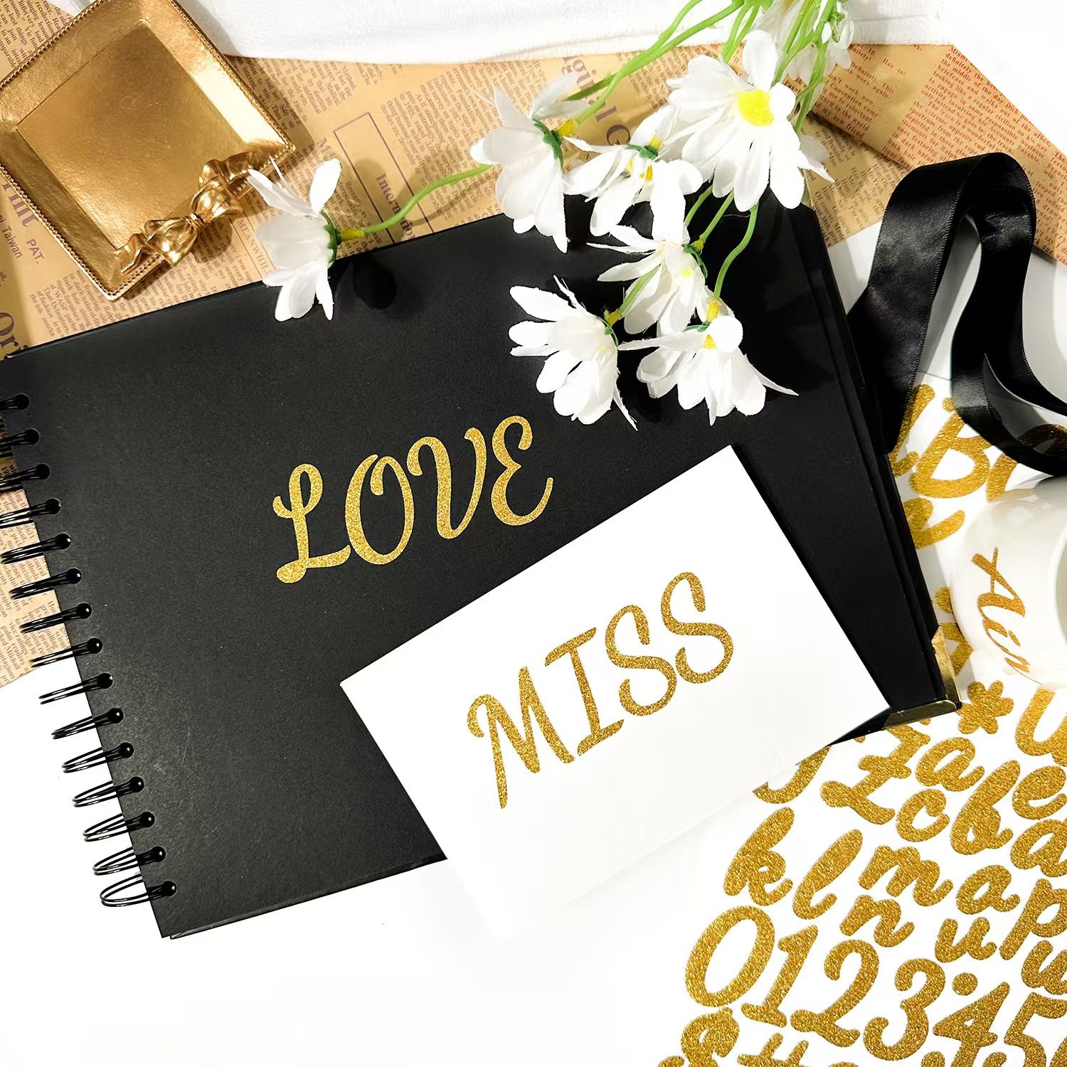 Self-Adhesive Vinyl Glitter Letters and Alphabet Number Stickers Mailbox Labels Decals for Sign and Notebook Sheets Packing